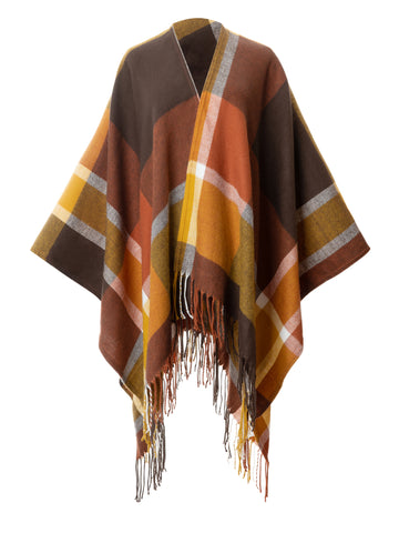 Autumn Plaid Poncho Cape